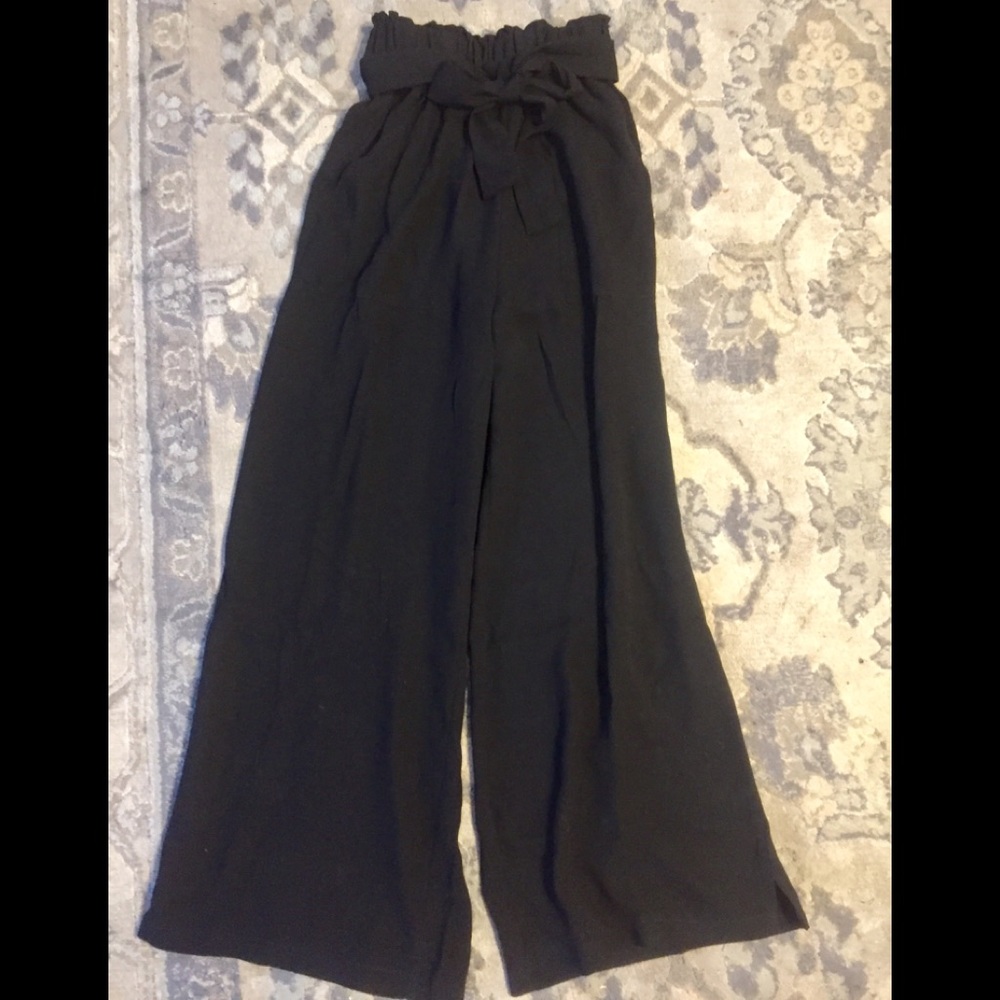 FP black wide leg tie High Waist wide leg Palazzo Pants XS